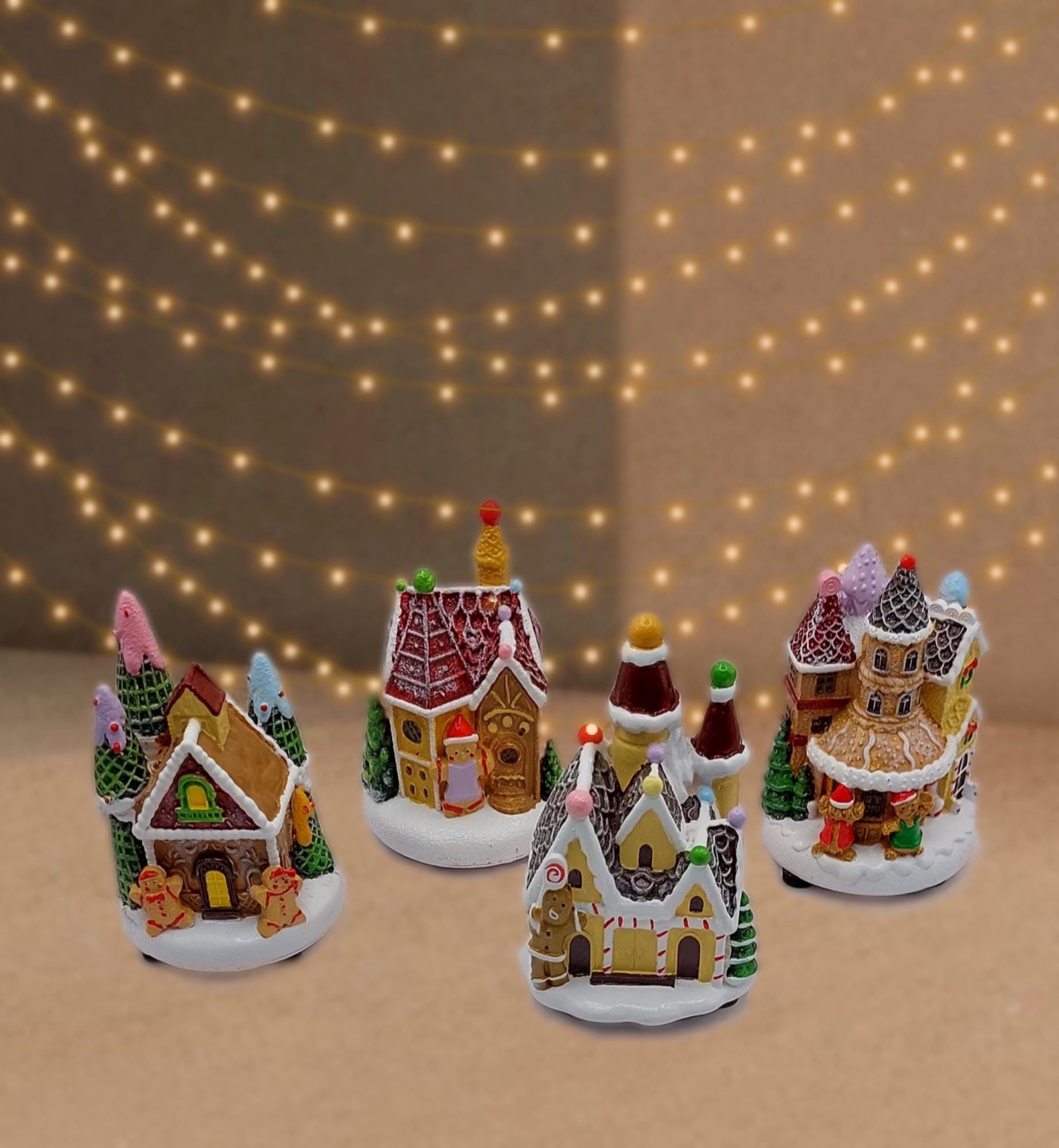 Christmas Village Set - Gingerbread Houses With Gingerbread Men ...