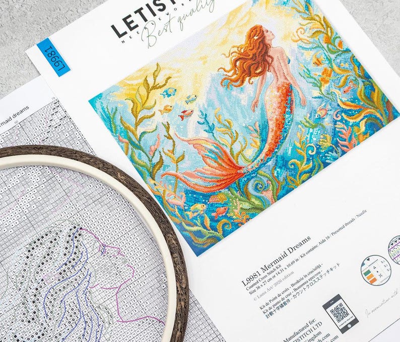 Counted Cross Stitch Kit - Mermaid Dreams. Mermaid Embroidery Pattern ...
