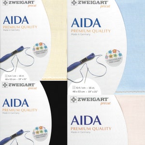 Precut Zweigart AIDA 16 Count Fabric. Size 18.9*20.87 inches canvas. Ideal for Cross Stitch. 100% Cotton. Different Colors. 3251