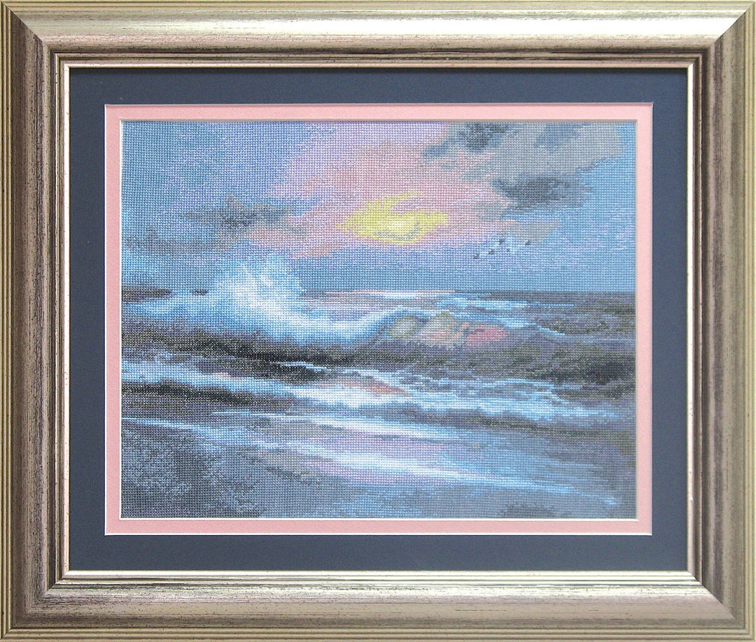 Sea Sunset Cross Stitch Kit. Pattern on Aida 16 Count Canvas. Etsy
