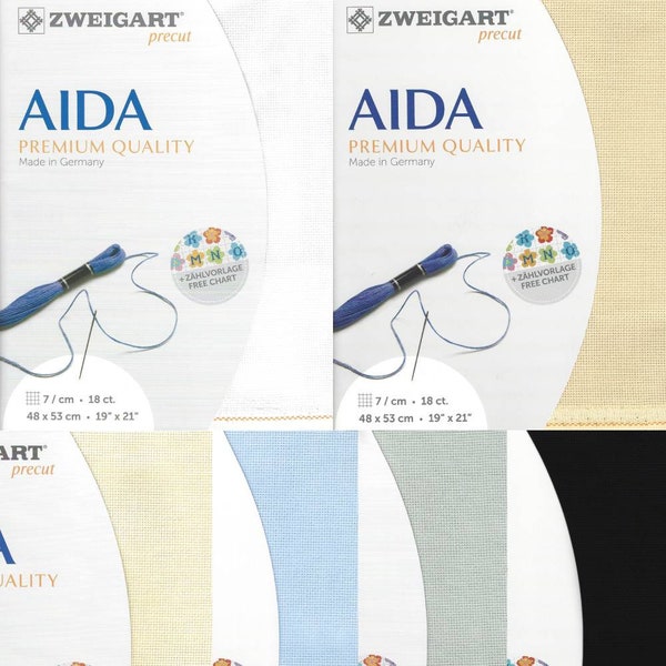 Precut Zweigart Fein-Aida 18 Count Fabric. Size 18.9*20.87 inches canvas. Ideal for Cross Stitch. 100% Cotton. Different Colors. 3793