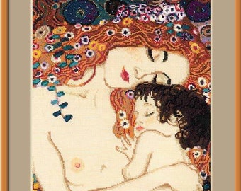 Motherly Love after G. Klimt's Painting - Counted Cross-Stitch Kit. Cross Stitch Pattern. Embroidery kit by Riolis R916