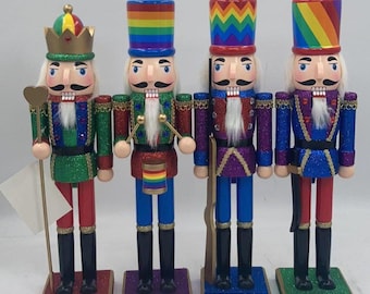 Rainbow Wooden Nutcracker – Colorful Decorations for Festive Christmas and Holiday Celebrations. Nutcrackers by Wizardi