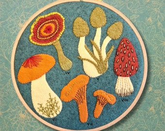 Fungi - Felting Kit. Needle Felting Kit. Applique Felt Kit for Beginners. Forest Mushrooms Pattern by Corinne Lapierre. APPFNG1O