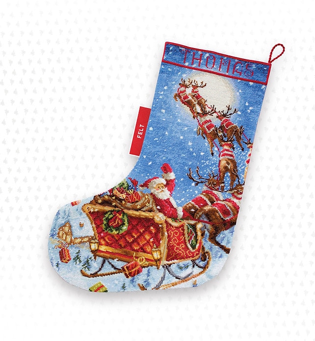 Christmas Stocking Santa Claus With Gifts Counted Cross-stitch Kit on Aida  16 Count Canvas. Make DIY Stocking Letistitch LETI989 