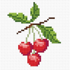 Little Cherry cross-stitch kit on Aida 14 count canvas. Kitchen Design. Cross Stitch kit by Luca-s B016L