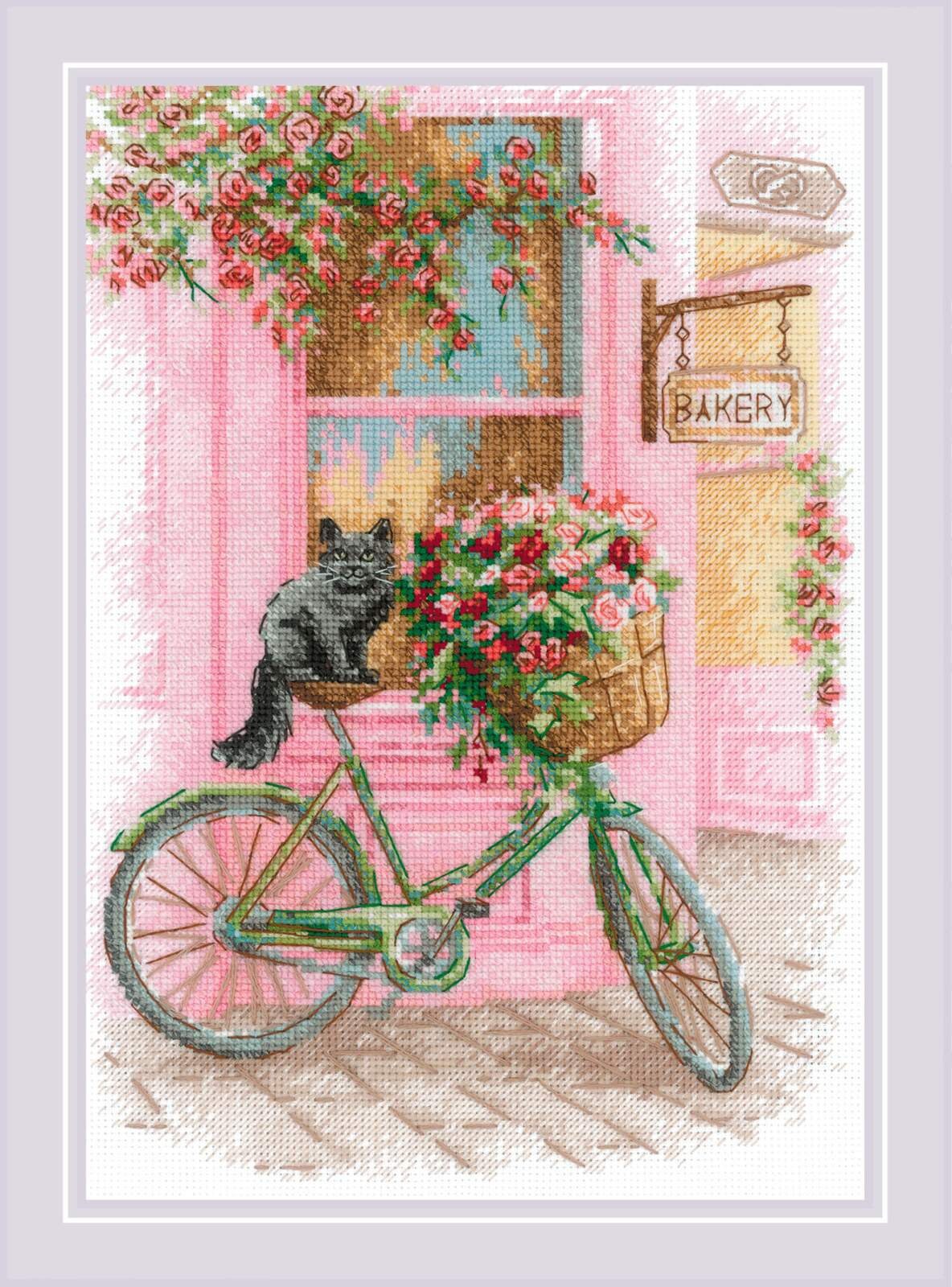Cross-stitch Kit - Blooming Trip. Embroidery Kit. Bicycle Cross