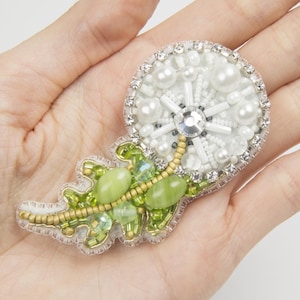 Flower Brooch DIY Beading Kit. Dandelion Handmade Jewelry Making Kit. Bead Embroidery Kit. Seed Beeded Brooch. Charivna Mit BP-258C