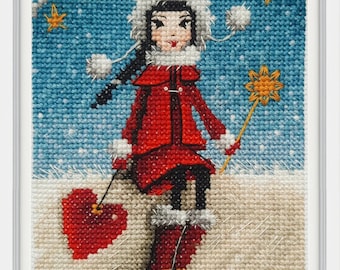 Snow tenderness - Counted Cross Stitch Kit on Aida 16 Count Canvas. Girl Pattern by RTO C378