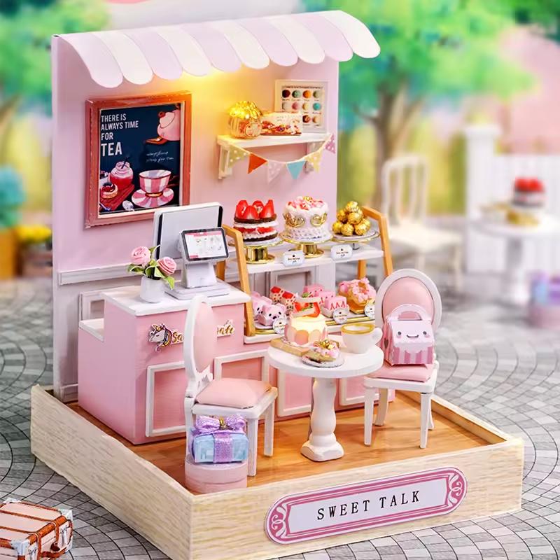 Sweet Talk Wizardi DIY Miniature Cafe Kit - Pink Coffee Shop With