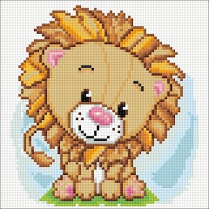 Little Lion Diamond painting set by Crafting Spark. Fantasy Diamond Art Beginner kit. Easy Diamond painting kit CS2709