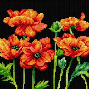 Gobelin canvas for halfstitch without yarn Red Poppies. by Orchidea 2952M