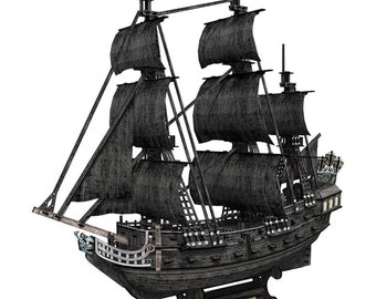 Model Ship Kit - The Queen Anne's Revenge. 3d Pirate Ship Model Crafting Kit. Home Decor. Gift Craft Idea. DIY Paper Craft F07M5-44-T4018h