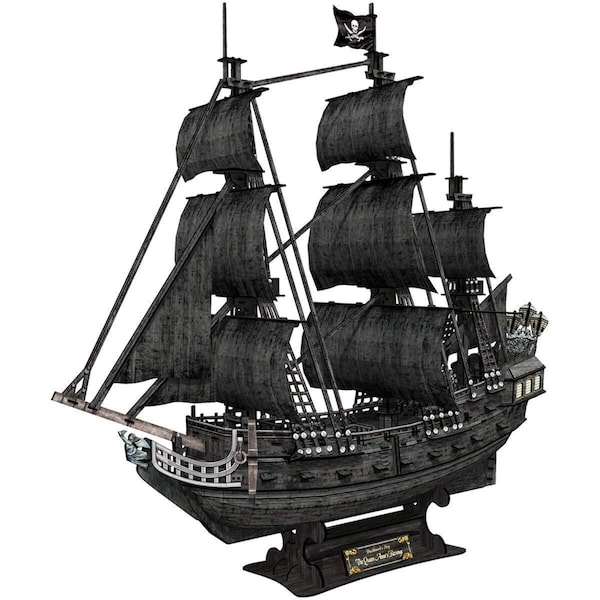 Model Ship Kit - The Queen Anne's Revenge. 3d Pirate Ship Model Crafting Kit. Home Decor. Gift Craft Idea. DIY Paper Craft F07M5-44-T4018h