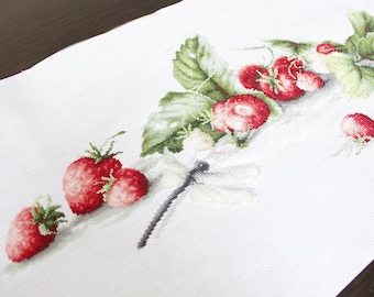 Strawberries Etude Still life cross-stitch kit on Aida 18 count canvas. Still Life Berries.  Cross Stitch kit by Luca-s B2254