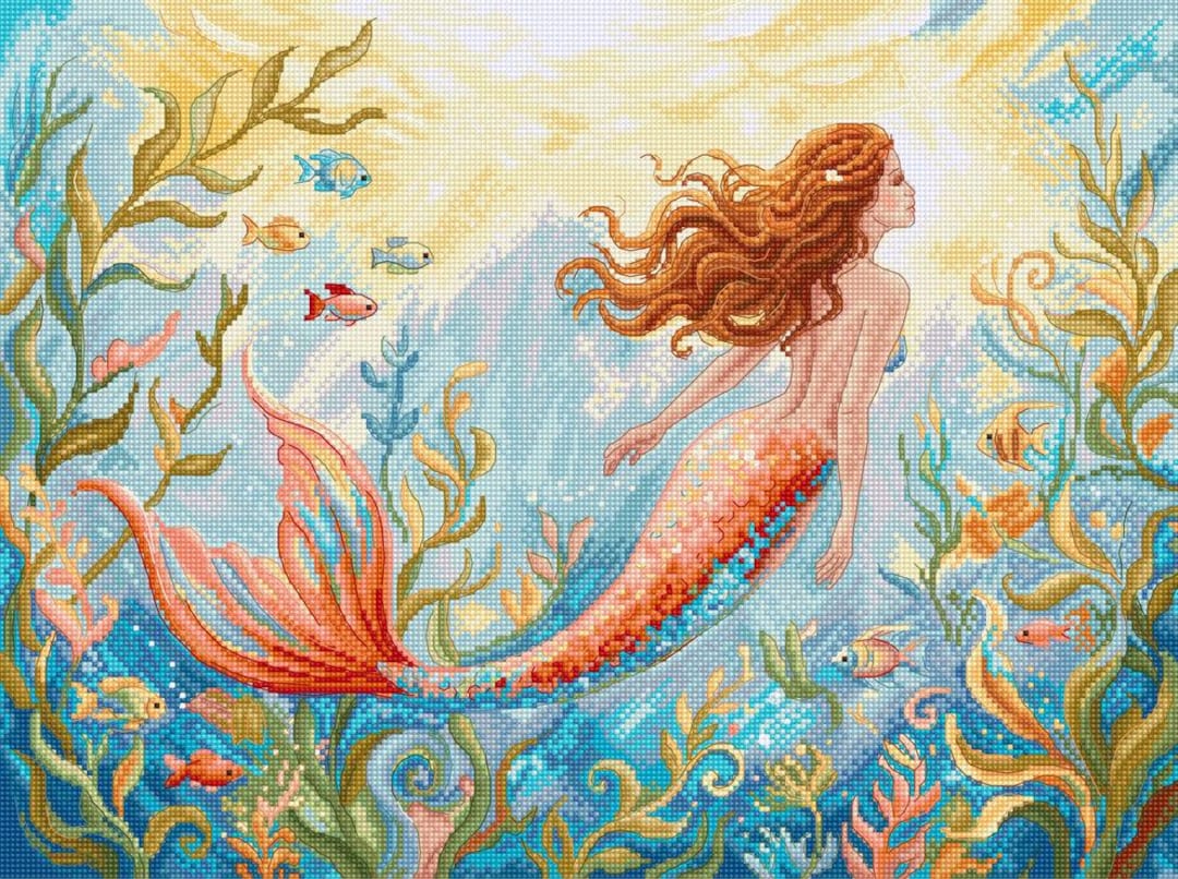 Counted Cross Stitch Kit - Mermaid Dreams. Mermaid Embroidery Pattern ...
