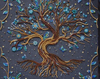 Where the Fairytale Live Beaded Embroidery Kit on Fabric. DIY Fantasy Beadwork Kit for Handmade Magic-Themed Decor by Abris Art AB-888