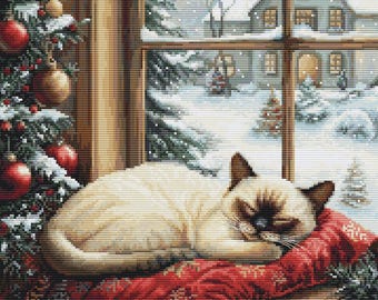 Embroidery Cross Stitch Kit - The Winter Sleep. Winter Counted Stitch Kit on Aida 16 Count Canvas. DIY Gift by Luca-S BU5074L
