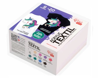 Textile Acrylic Paint Set. Different Paint sets Unicorn Style Hearth. Acrylic for Beginners or Students by Rosa Talent