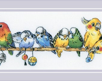 Counted Cross Stitch Kit - Parrots. Birds Embroidery Pattern by Riolis R2317