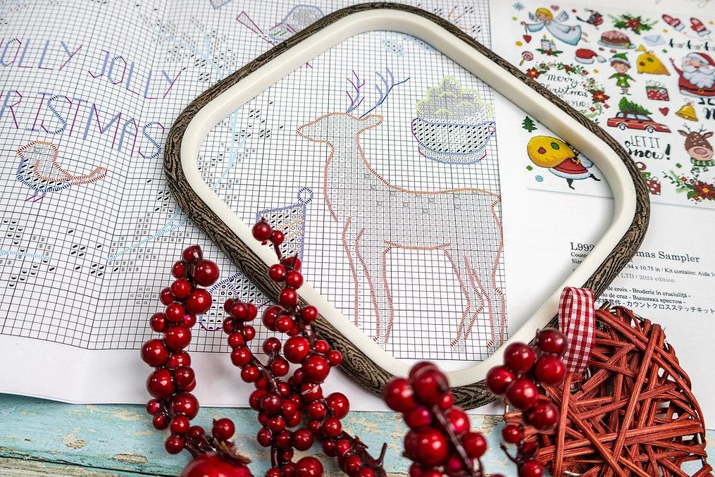 Christmas Sampler Counted Cross Stitch Kit – Festive Holiday Embroidery ...