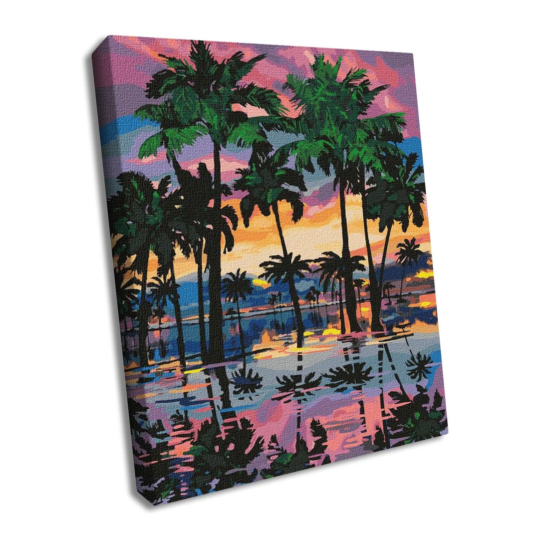 Paint by Numbers Kit Palms and Sunset KHO2289 15.75x19.69in DIY Acrylic ...