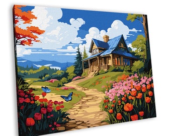 Painting by Numbers kit - Spring Tale. DIY Acrylic Nature Painting 15.75x19.69in. USA Shipping. Handmade Gift by Ideyka KHO6336