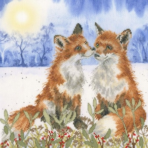 Winter Solstice - Counted Cross-stitch Kit on Aida 14 Count Canvas. Wild Animal Cross Stitch Kit. Bothy Threads XHD136