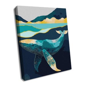 Graceful Whale - Paint by Numbers kit. Whale Painting. USA Shipping. DIY Acrylic Painting by Numbers from Ideyka KHO6522