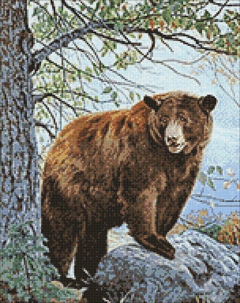 Brown Bear Diamond Painting Set By Wizardi. Wd083 Art Kit. Large Kit