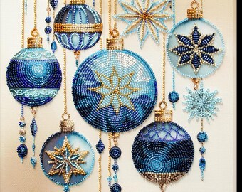 Bead Embroidery Kit - Crystal patterns. Handmade Beading Decoration. DIY Beadwork Pattern by Abris Art AB-925