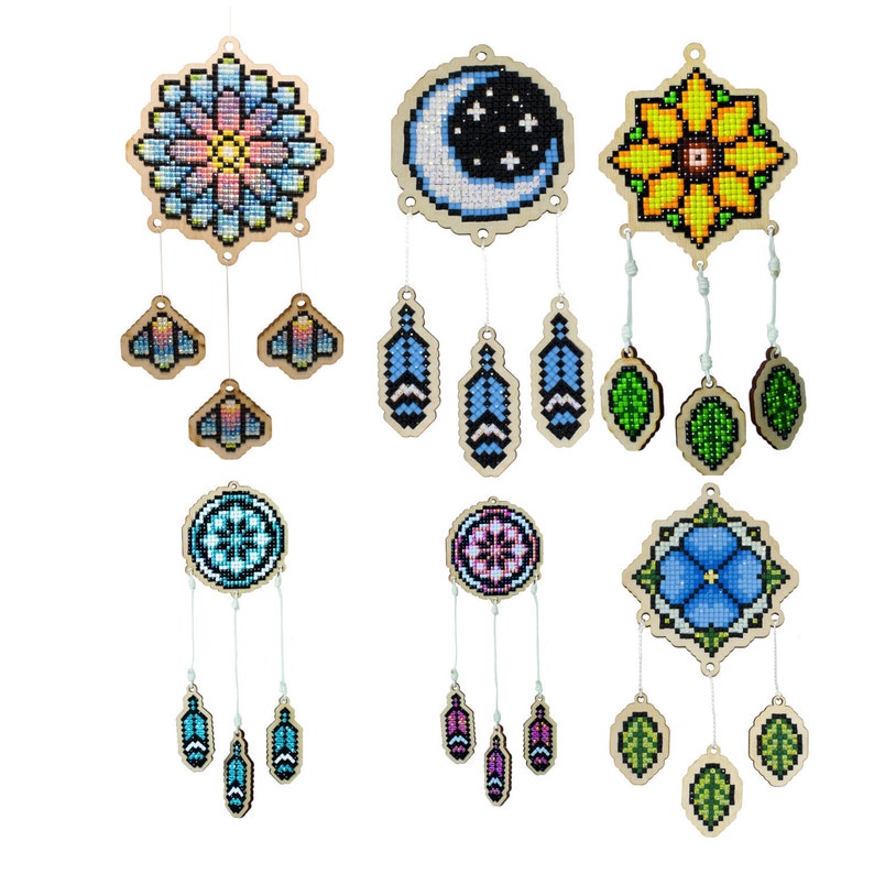 Dreamcatcher Diamond painting Charm Kit by Wizardi. Quick & Easy Diamond art project. DIY Dreamcatcher kit image 1