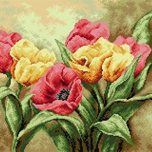 Gobelin canvas for halfstitch without yarn Tulips Bouquet. by Orchidea 2248M