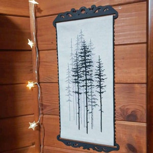 Winter Landscape. Foggy Forest Monochrome cross-stitch kit on Aida 18 count canvas. Cross Stitch kit Charivna Mit BT-1014C