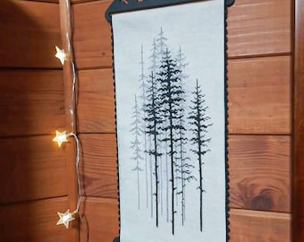 Winter Landscape. Foggy Forest Monochrome cross-stitch kit on Aida 18 count canvas. Cross Stitch kit Charivna Mit BT-1014C