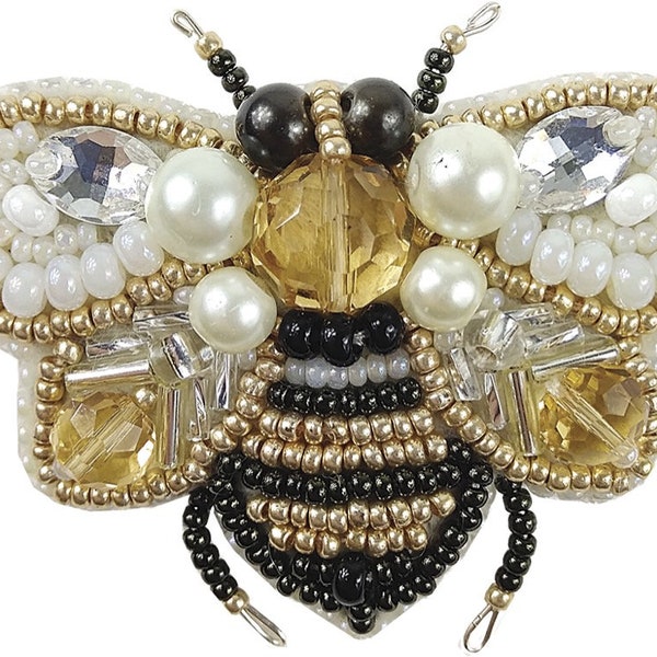 Bee Brooch DIY Beading Kit. Handmade Jewelry Making Kit. Bead Embroidery Kit. Seed Beeded Brooch. Charivna Mit BP-221C