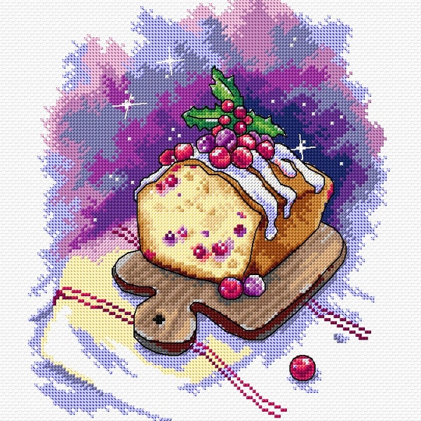 Berry Cakes. Shining Cupcakes cross-stitch kit on canvas. Kitchen Still Life. City Landscape by Crafting Spark 131CS