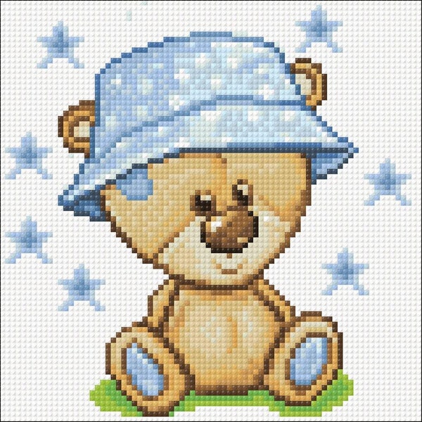 Teddy Bear Diamond painting set by Crafting Spark. Fantasy Diamond Art Beginner kit. Easy Diamond painting kit CS2710