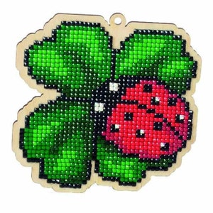 Ladybug Diamond painting Charm Kit by Wizardi. Beginner Insect Diamond art Kit CSW123