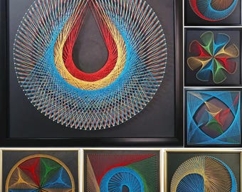 String Art DIY Kit - Geometry Nail Painting. Abstract Geometric Designs by Wizardi F07-M12-2-DHGG29