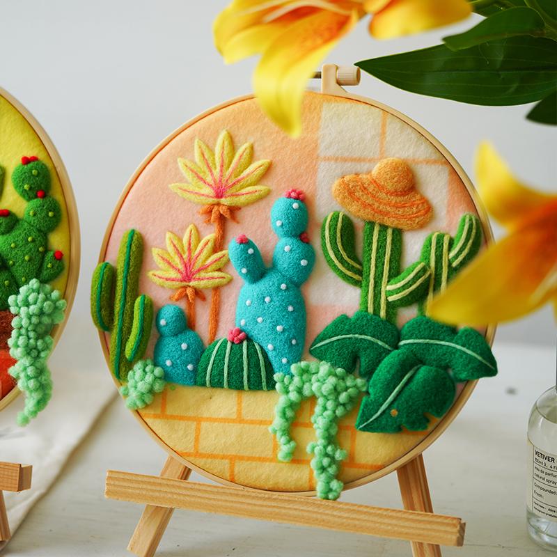 Needle Felting Kit. DIY Wool Craft Kit for Cactus Embroidery With ...