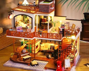 DIY Miniature Roombox Kit - Cherish Time. Dollhouse Kit With LED