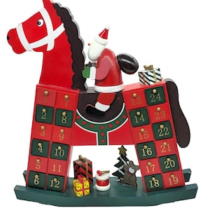 Santa's Wooden Nutcracker Horse Advent Calendar – A Festive Countdown to Christmas with 24 Doors. Advent Calendar by Wizardi F07M6-16