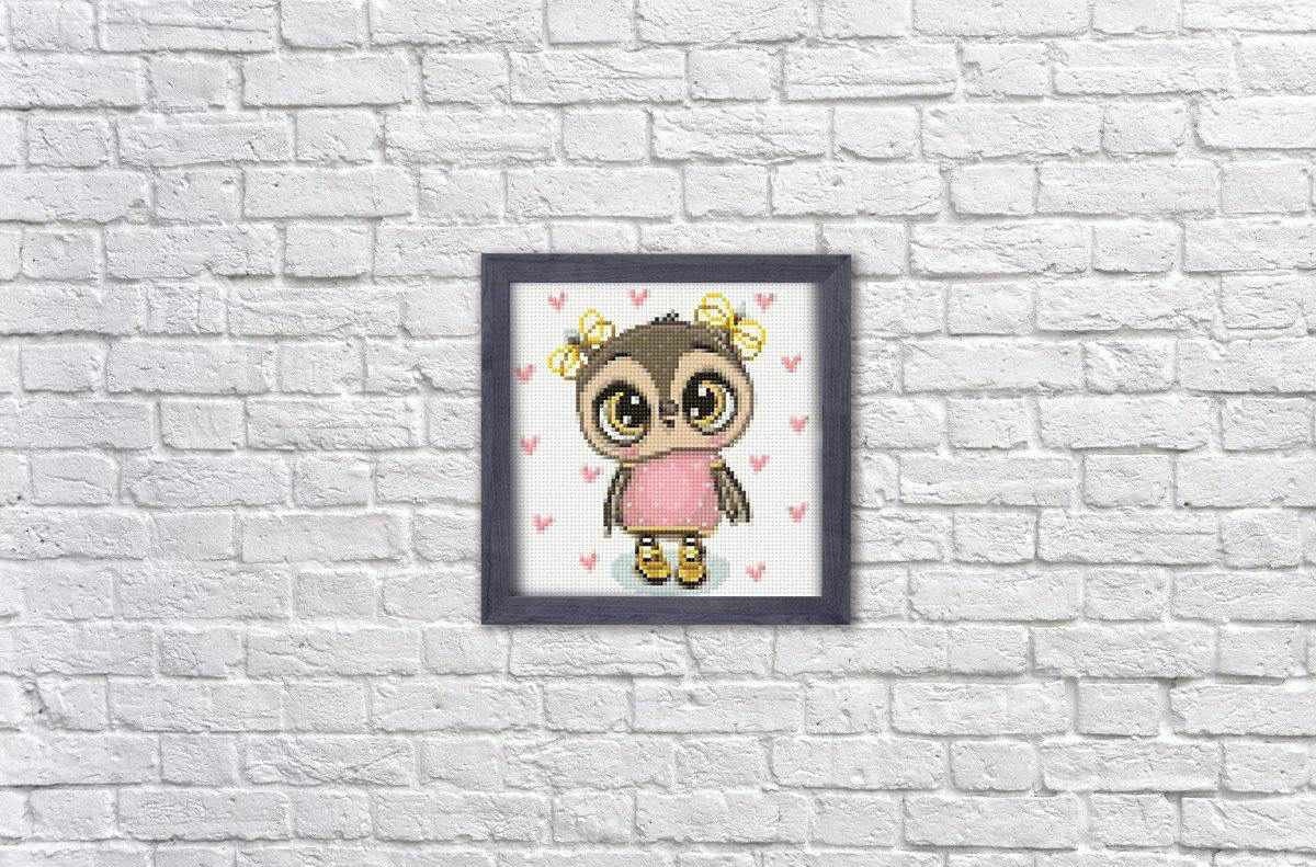 Owl Nika Diamond painting set by Crafting Spark. Fantasy Diamond Art Beginner kit. Easy Diamond painting kit CS2374