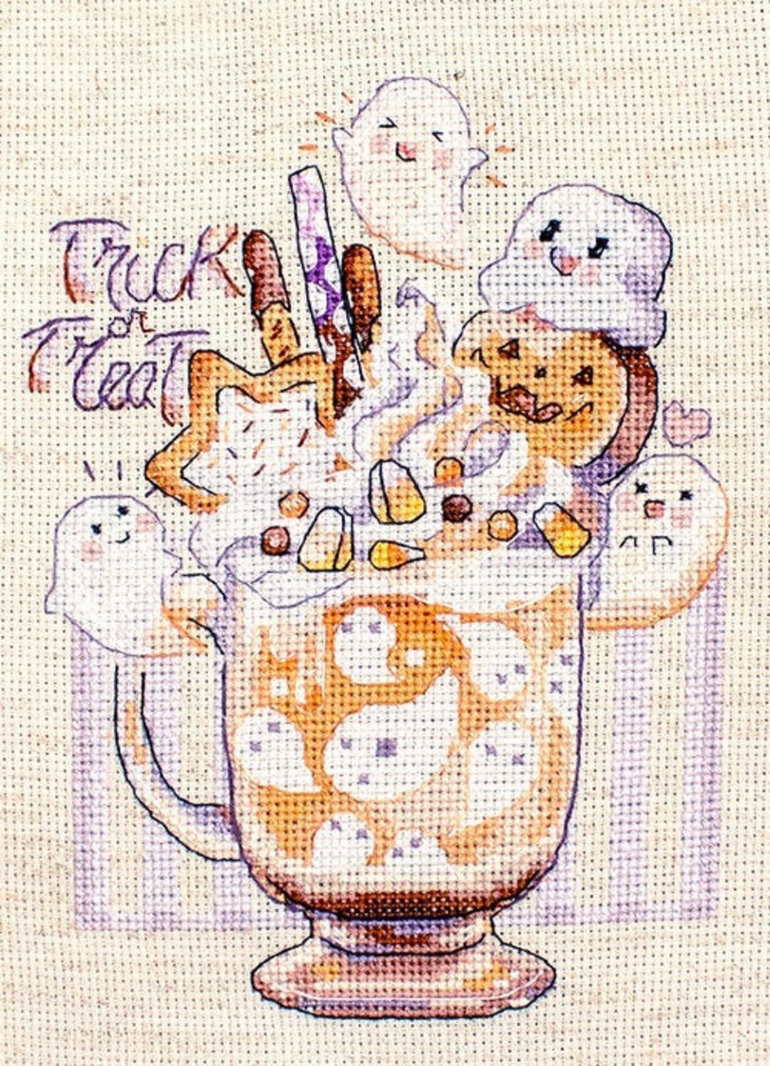 Trick or Treat Counted Cross Stitch Kit on Aida 16 Count Canvas
