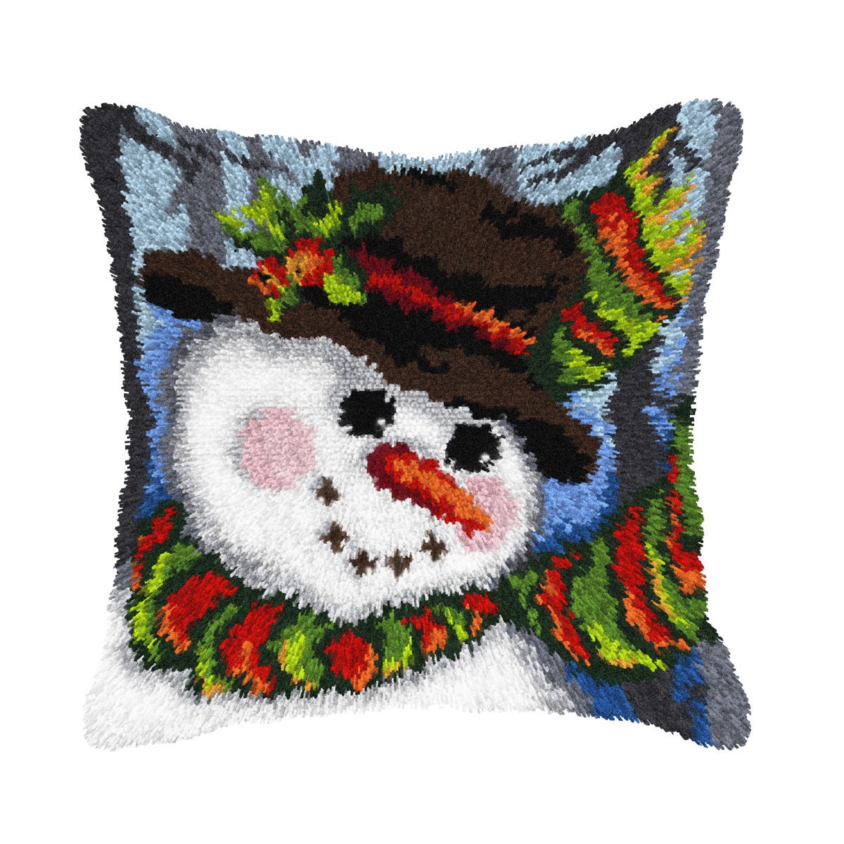 KINGLELE Latch Hook Pillow Kit for Kids Adults DIY Throw Pillow Cover Needlework Cross Stitch Kits Printed Canvas Owl Pattern Sofa Decor 17 inch x