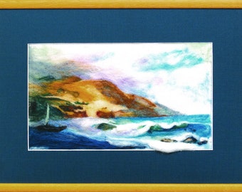 Sea landscape - Felting kit. Sea Landscape Pattern. DIY Craft kit. Easy Felting Kit for Beginners by Charivna Mit V-65C