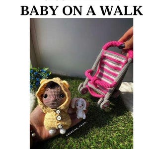 Patrón amigurumi de conejito y cochecito de bebé a crochet en PDF