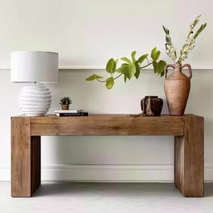 Wabi-Sabi solid wood table, narrow sideboard for living room decoration.