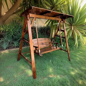 Outdoor wooden swing chair for adults and children, Weatherproof hammock chair